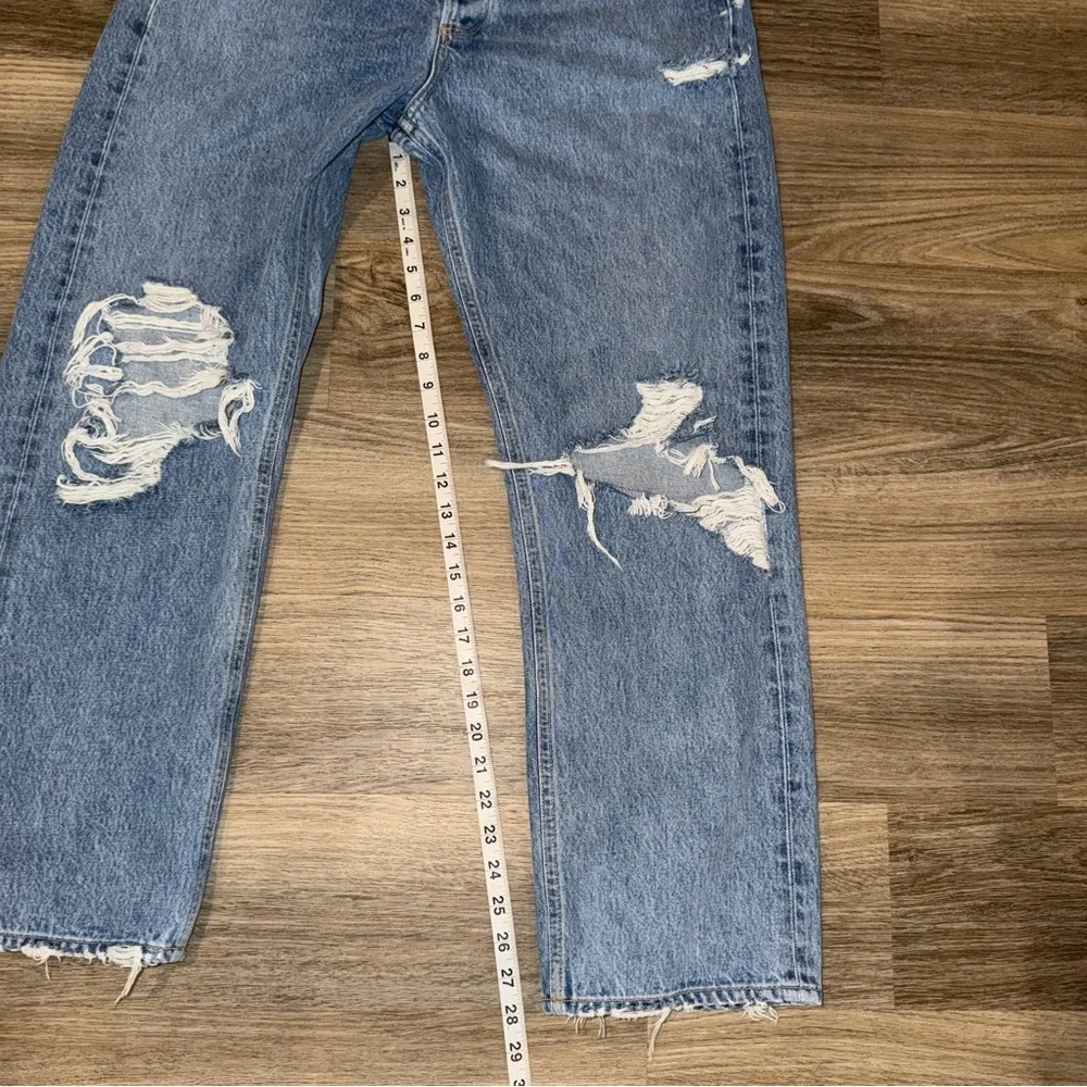 AGOLDE 90's Jean Distressed High Rise Straight Leg Blue Denim Size 31‎ A069C-811